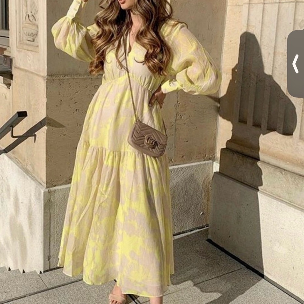 Yellow Patterned Maxi Dress - Women